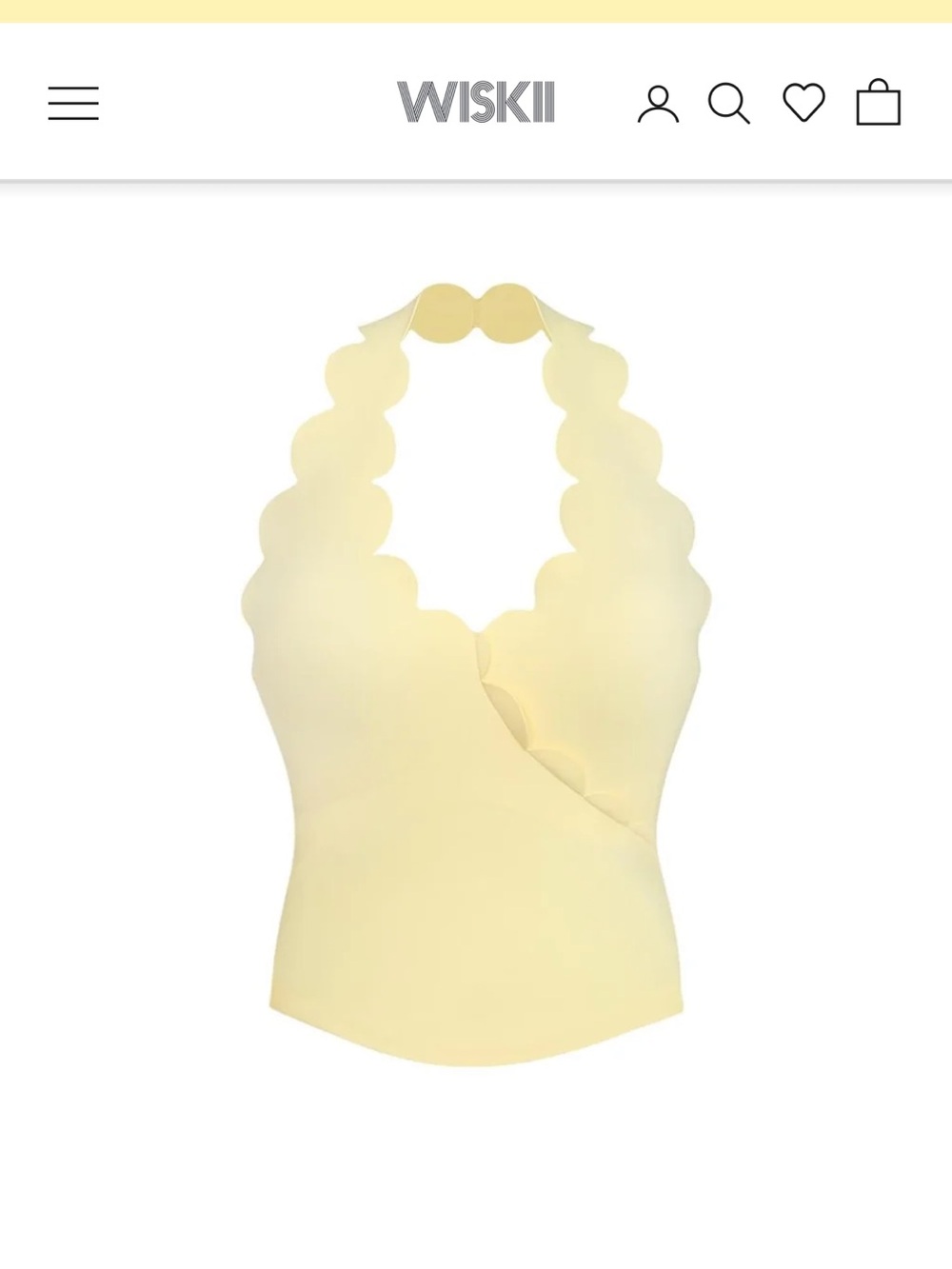 Wiskii Scallop Halter Camisole in Pale Yellow